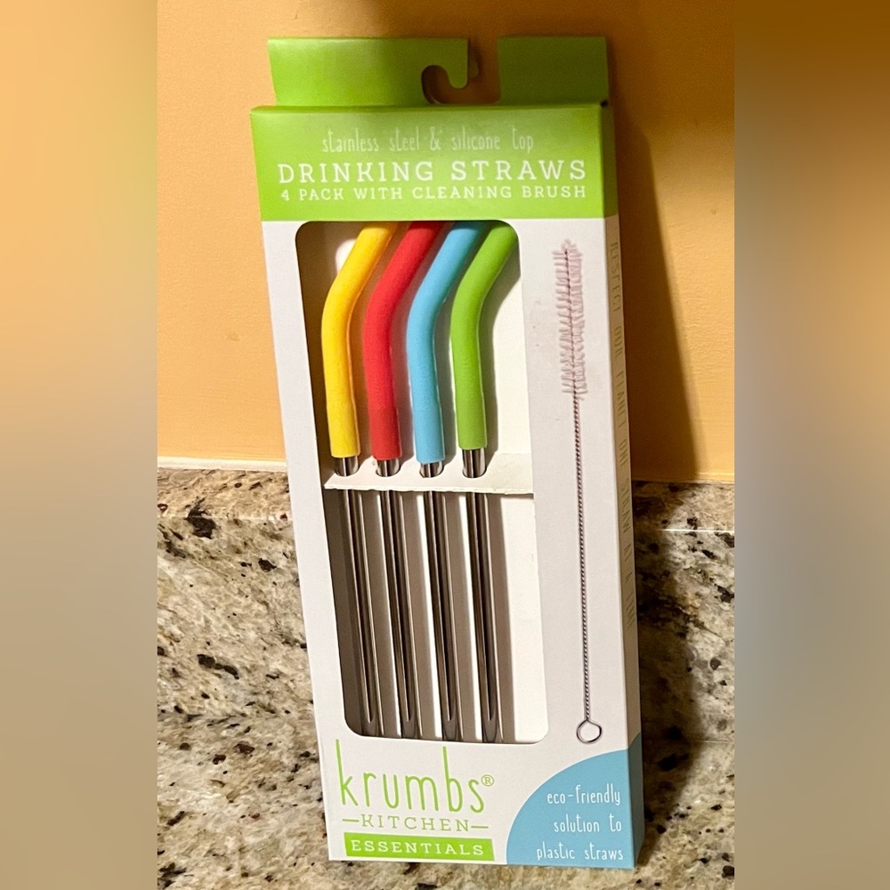 NEW WITH TAGS - Krumbs Kitchen Essentials - Stainless Steel Straws